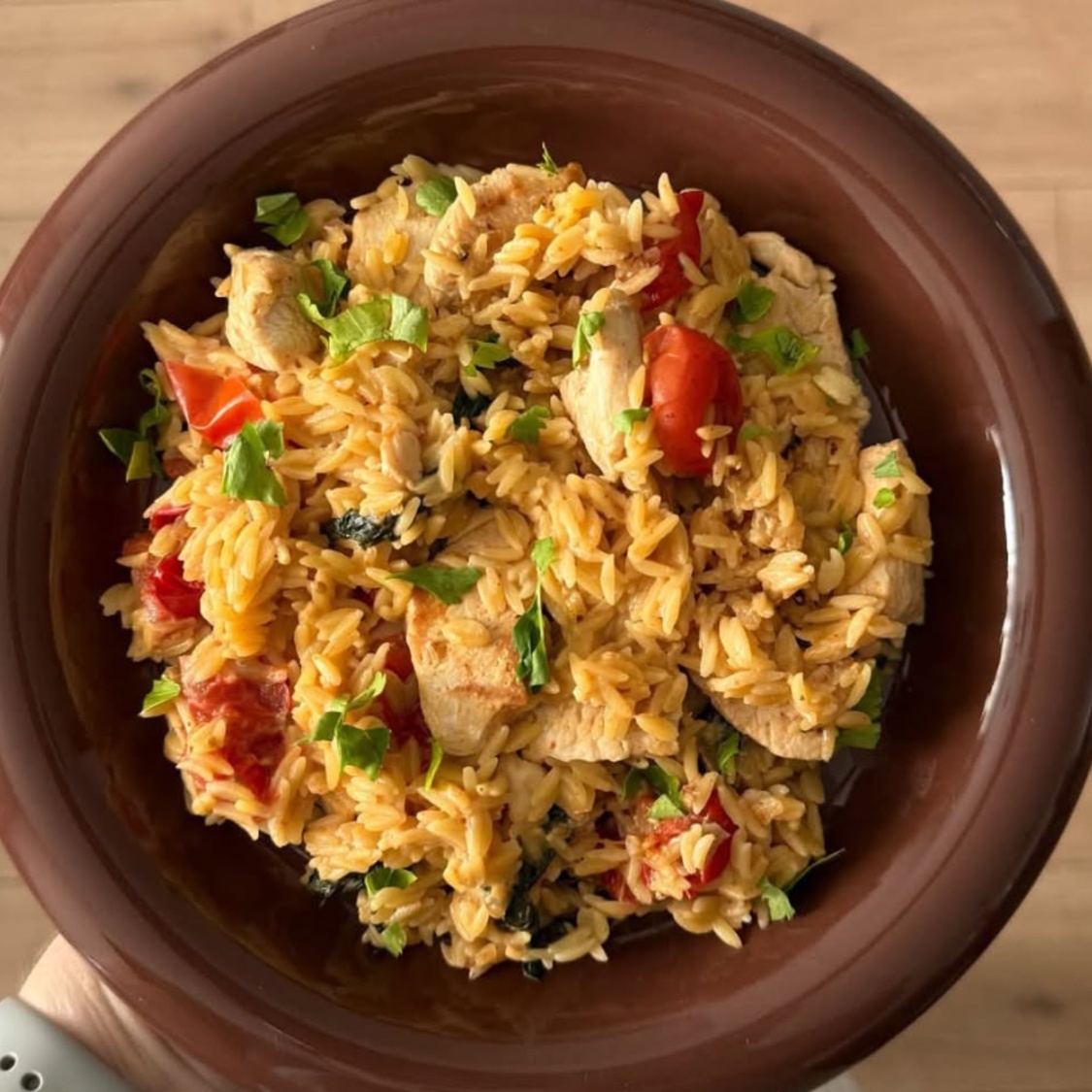 Сливочная паста орзо с курицей